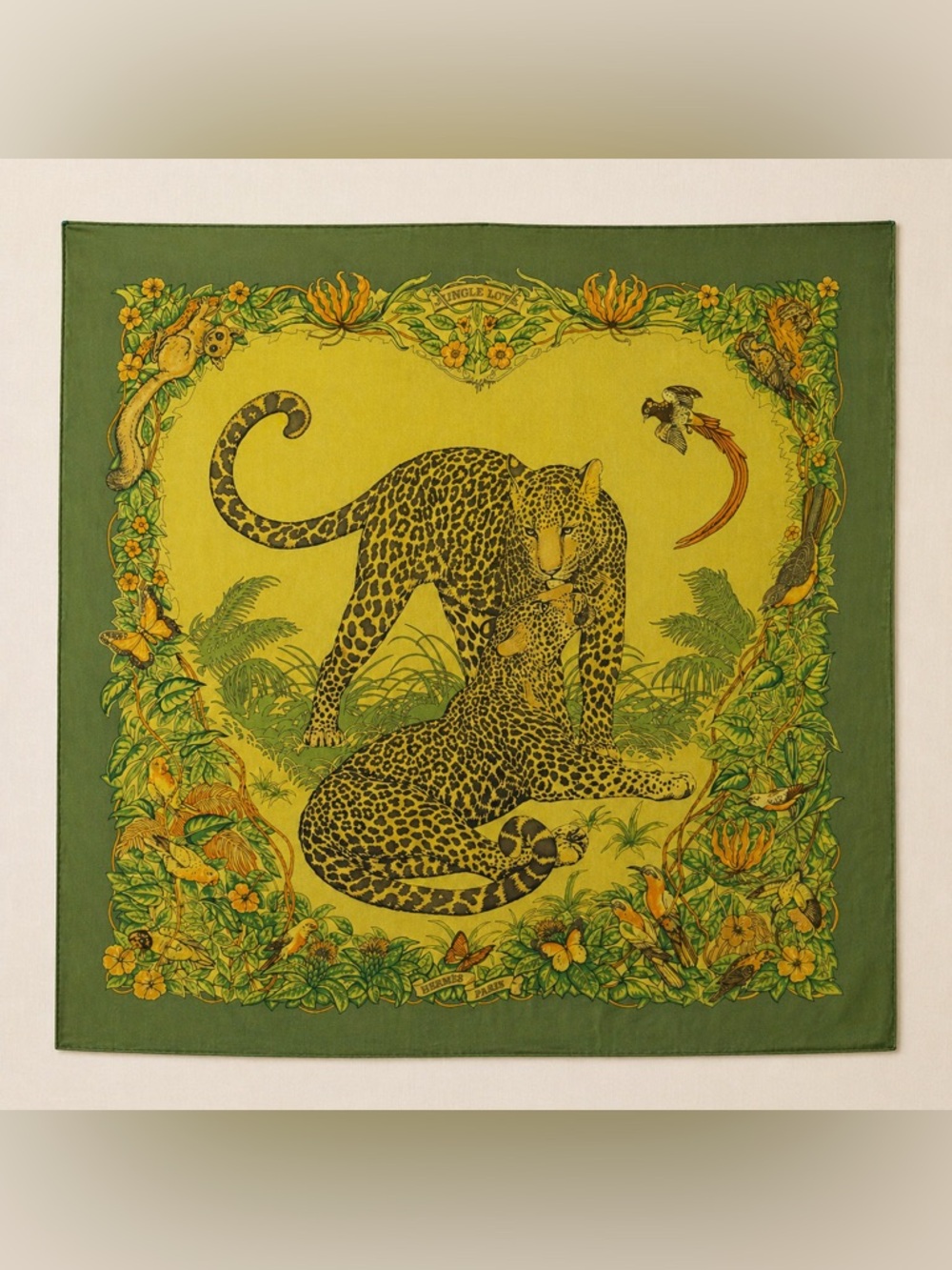 Hermès JUNGLE LOVE Robert Dallet DipDye Silk Scarf